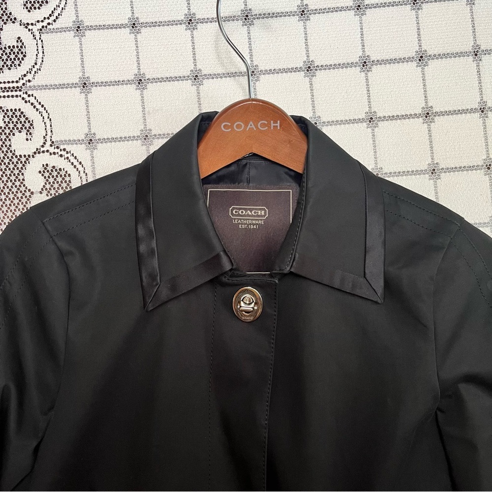 Coach Black Satin Trim Car Coat With Hanger & Dust Bag size 6 - Picture 4 of 9